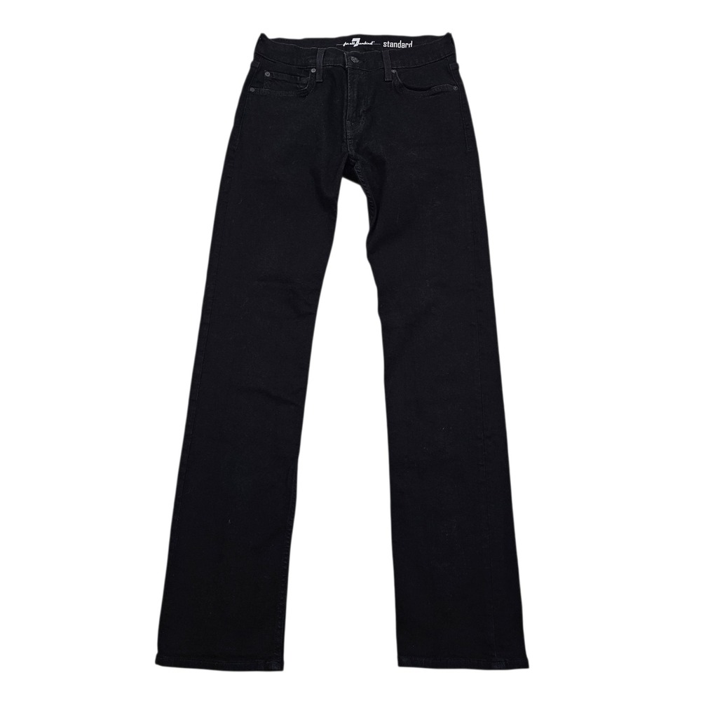 7 For All Mankind Standard Jeans Mens (31) 30x33 Black Straight Leg Stretch * - Picture 2 of 12